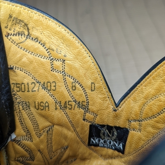 Men's Nocona Black Label Black Leather Cowboy Western Rancher Pull On Boots Size - Picture 9 of 10